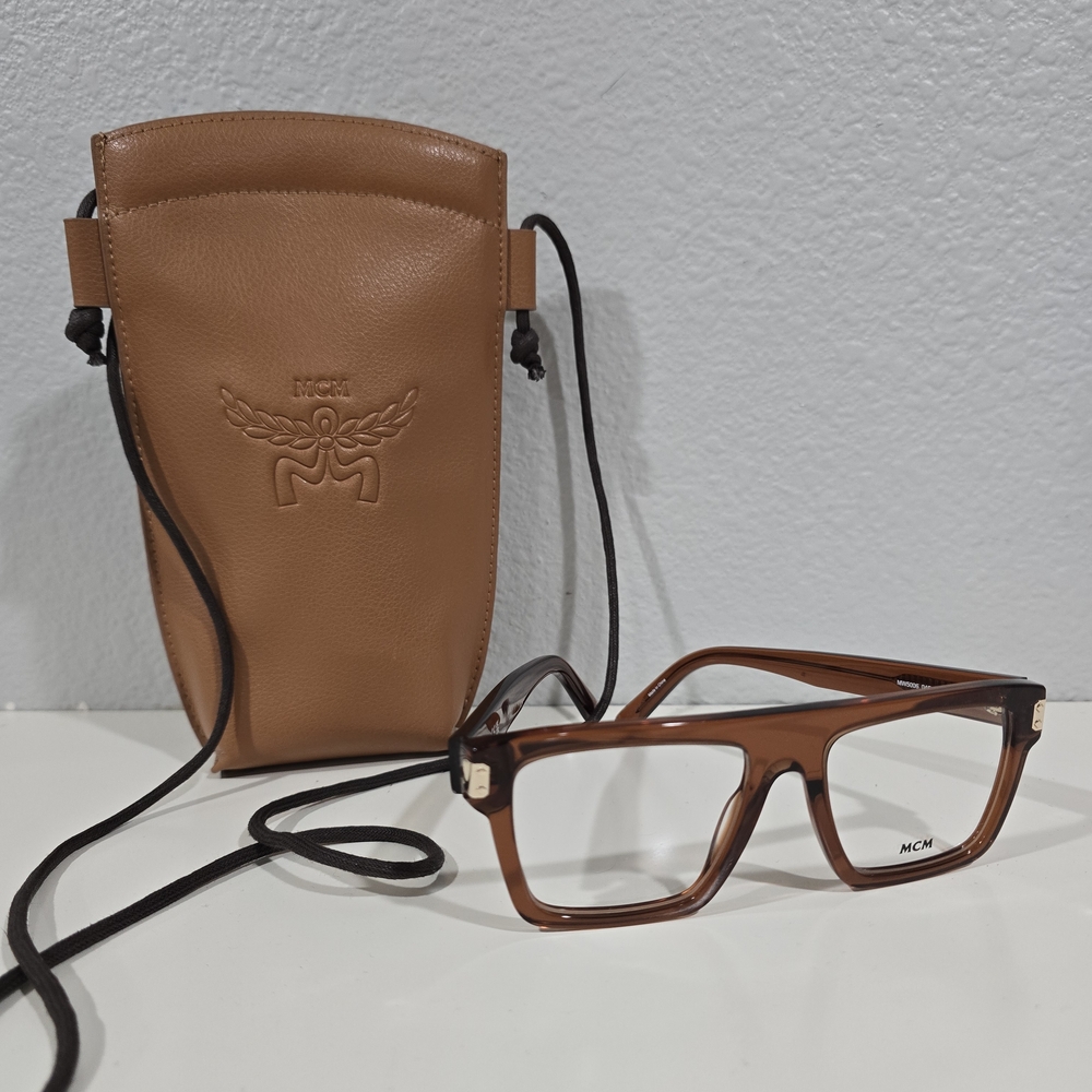 MCM RX Glasses With Tan Leather Crossbody Bag